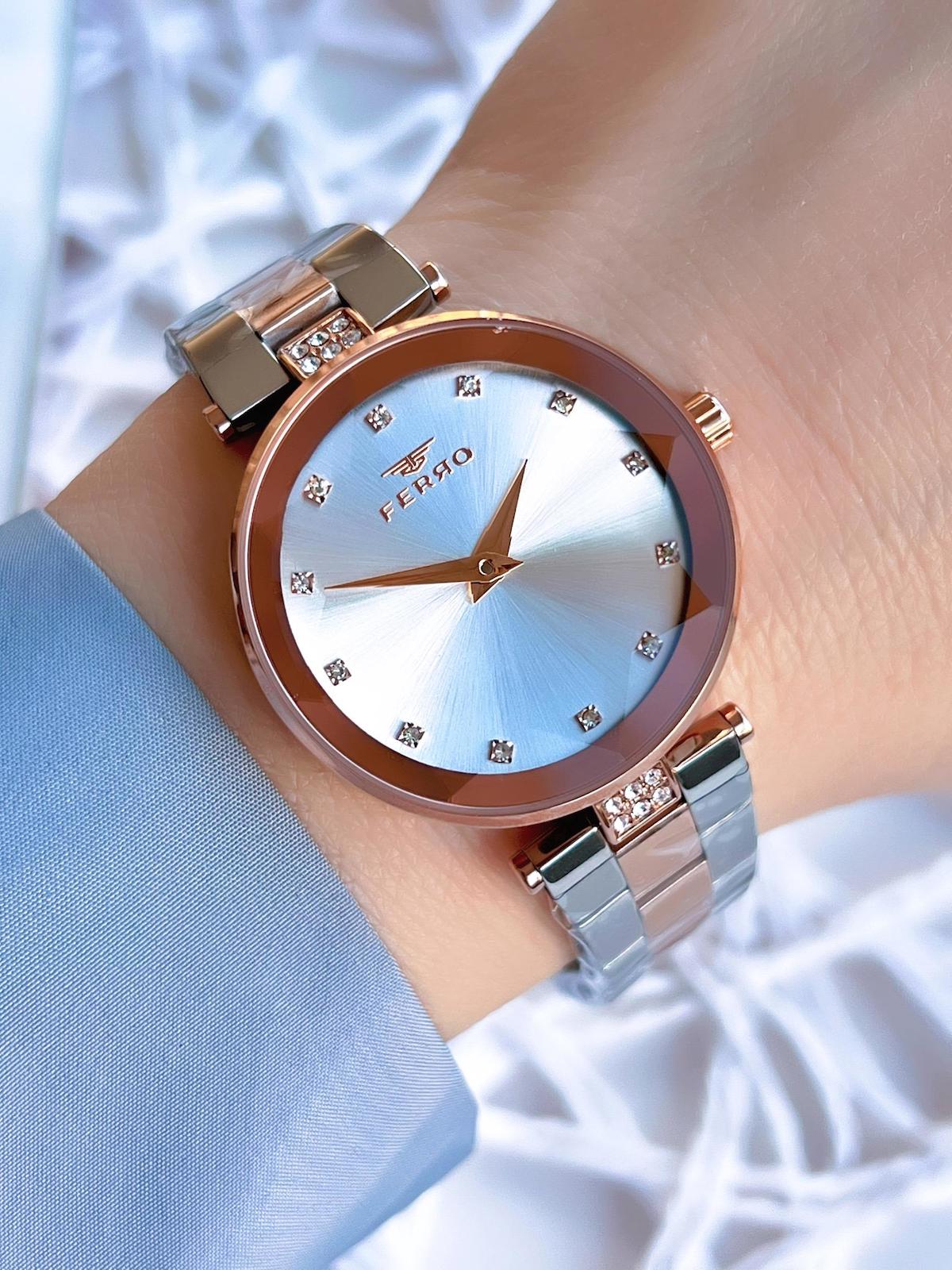 Ferro BFL21297-E 36 mm Gri-Rose Gold Çelik Kordon Analog Kadın Kol Saati