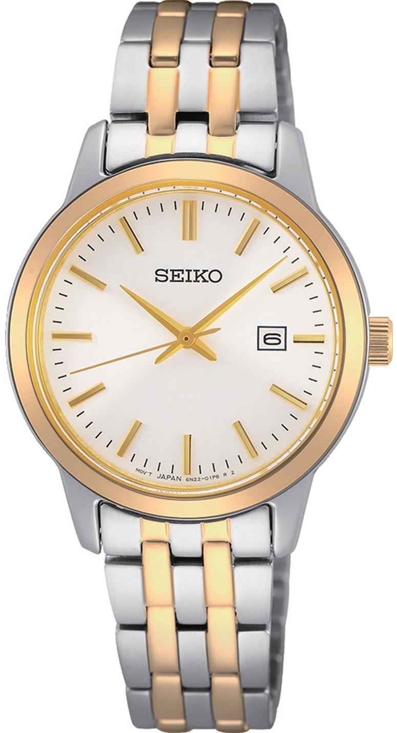 Seiko SUR410P Takvimli 30 mm Altın-Gri Çelik Kordon Analog Kadın Kol Saati