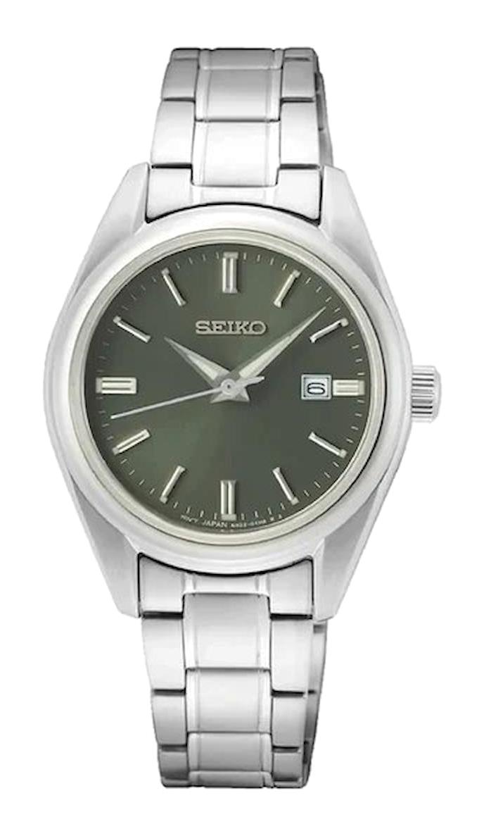 Seiko SUR533P Takvimli 30 mm Gri Çelik Kordon Analog Kadın Kol Saati