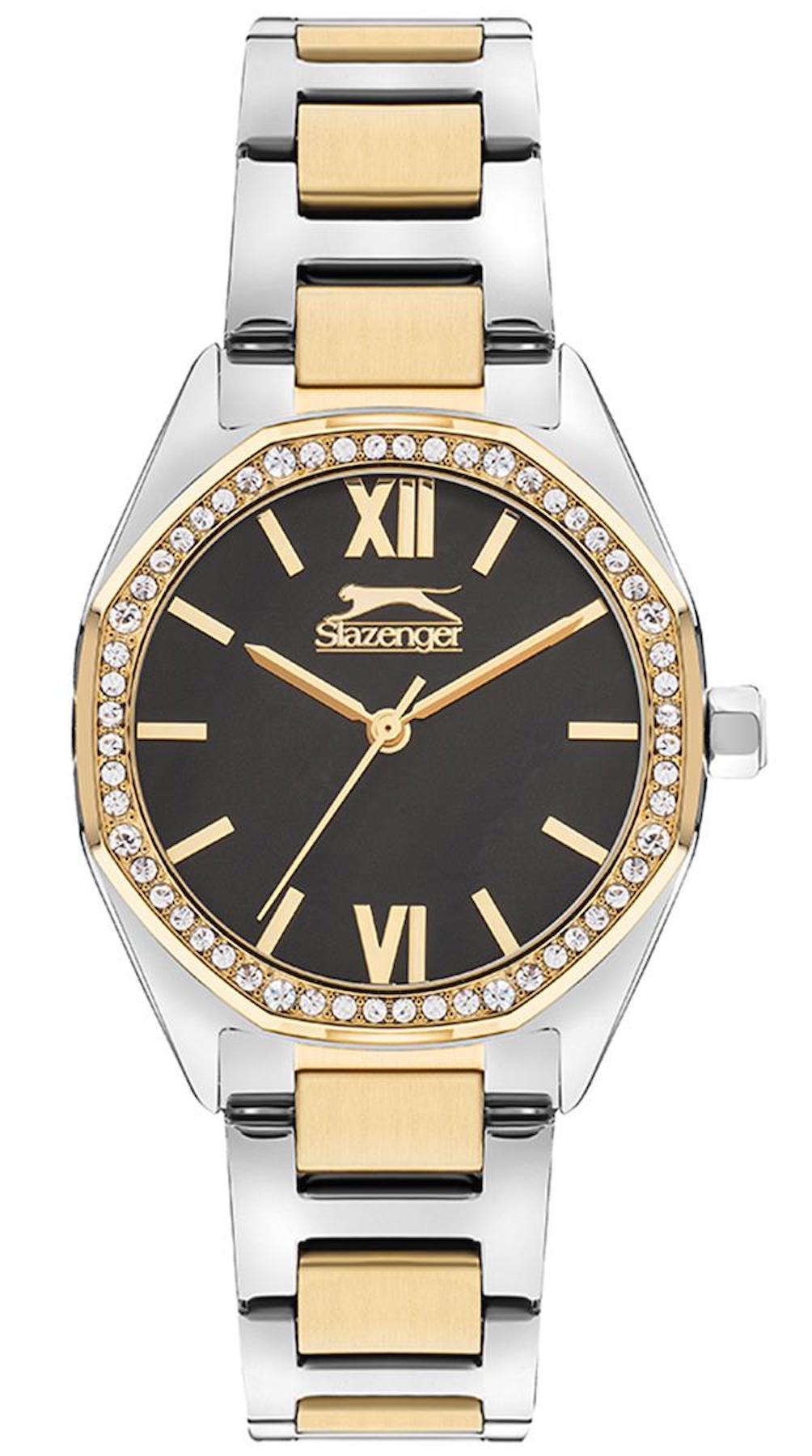 Slazenger SL.09.2301.3.06 38 mm Altın-Gri Çelik Kordon Analog Kadın Kol Saati