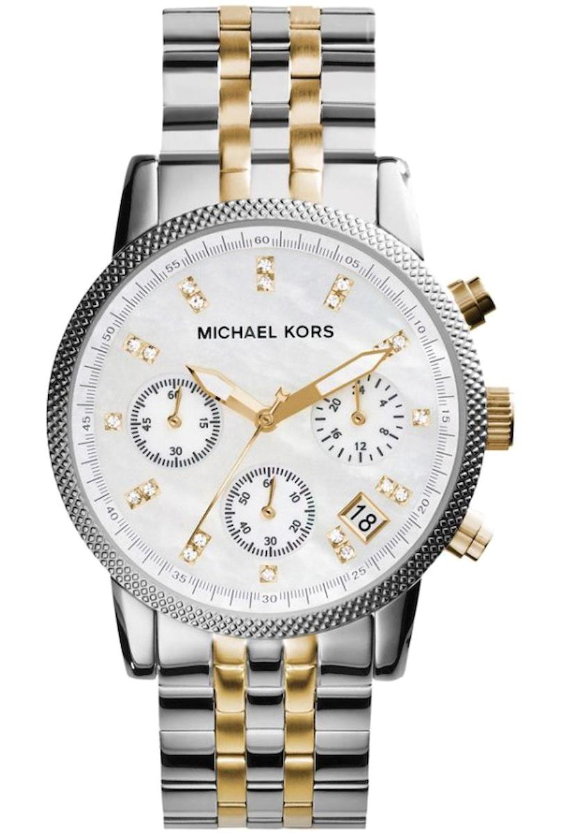 Michael Kors MK5057 Takvimli 42 mm Altın-Gri Çelik Kordon Analog Kadın Kol Saati