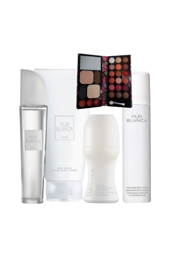 Avon Pur Blanca 5 Parça Kadın Parfüm Deodorant Seti EDT + Rose 2 Katlı Cüzdan Farı