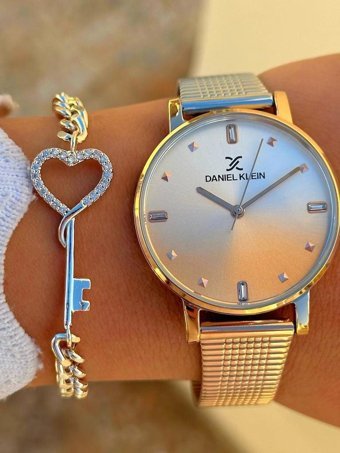 Daniel Klein DK.FT.1.346 31-35 mm Altın Çelik Kordon Analog Kadın Kol Saati