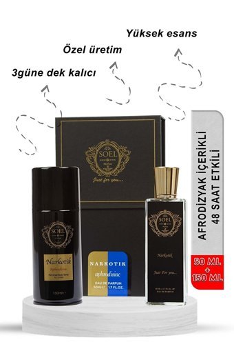 Soel Parfüm Narkotik İkili Erkek Parfüm Deodorant Seti EDP 50 ml + Narkotik Deodorant
