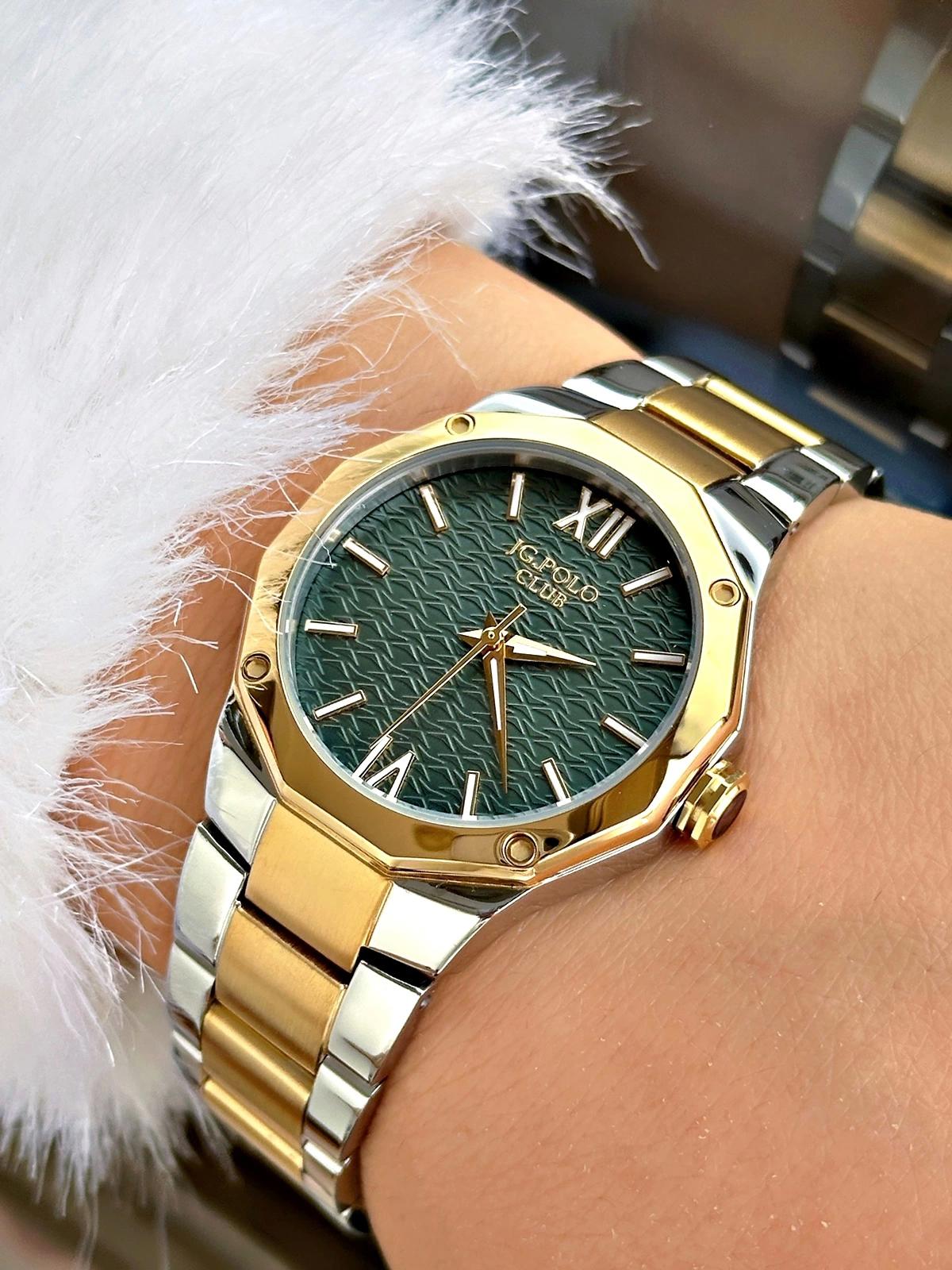 Jg. Polo Club JPC.0923.11612.6 36 mm Altın-Gri Çelik Kordon Analog Kadın Kol Saati