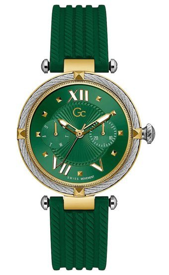 Guess GCZ23005L9MF Takvimli 34 mm Yeşil Silikon Kordon Analog Kadın Kol Saati
