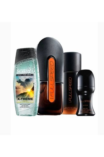 Avon Full Speed 4 Parça Erkek Parfüm Deodorant Seti EDT 75 ml + Deodorant 150 ml + Roll On 50 ml + Duş jeli 250 ml