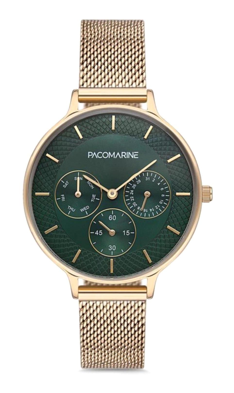 Pacomarine PM.88003.06 Takvimli 38 mm Altın Çelik Kordon Analog Kadın Kol Saati