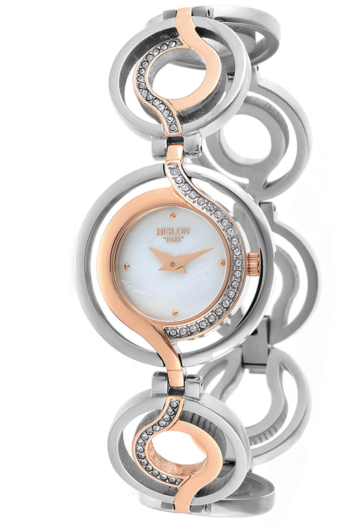 Hislon 3417-22411 25 mm Gri-Rose Gold Çelik Kordon Analog Kadın Kol Saati