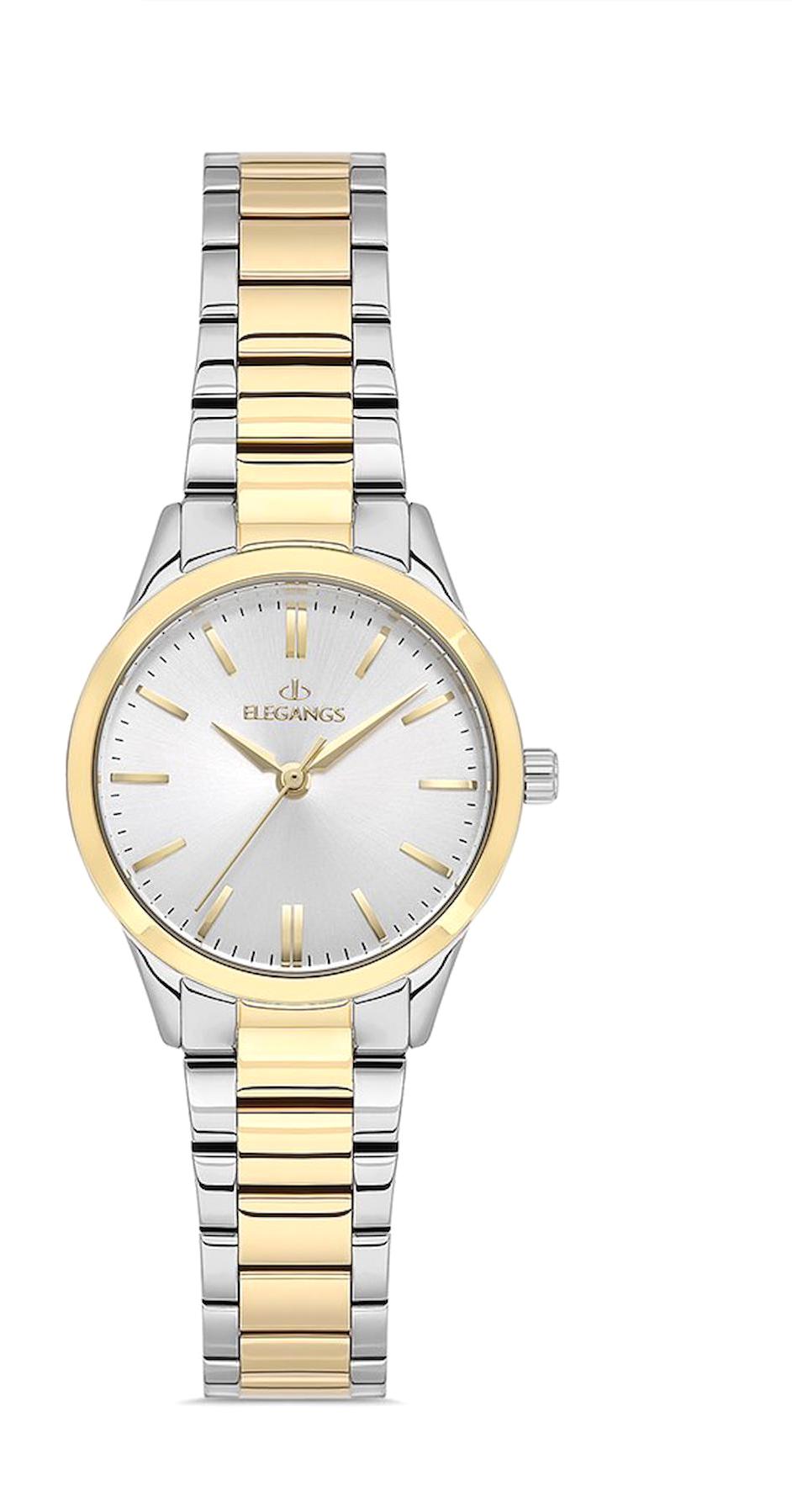 Elegangs EL2458.7 28 mm Altın Çelik Kordon Analog Kadın Kol Saati