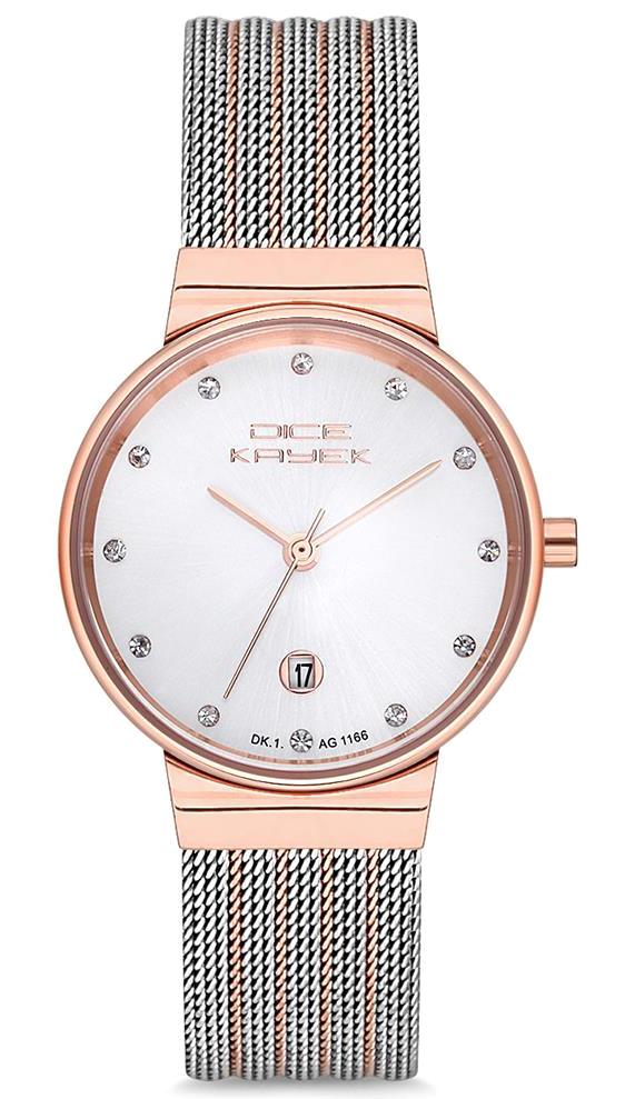 Dice Kayek DK.1.AG1166.08 34 mm Gri-Rose Gold Çelik Kordon Analog Kadın Kol Saati