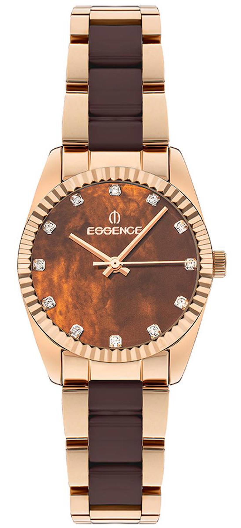 Essence D1130.540 30 mm Kahverengi-Rose Gold Çelik Kordon Analog Kadın Kol Saati