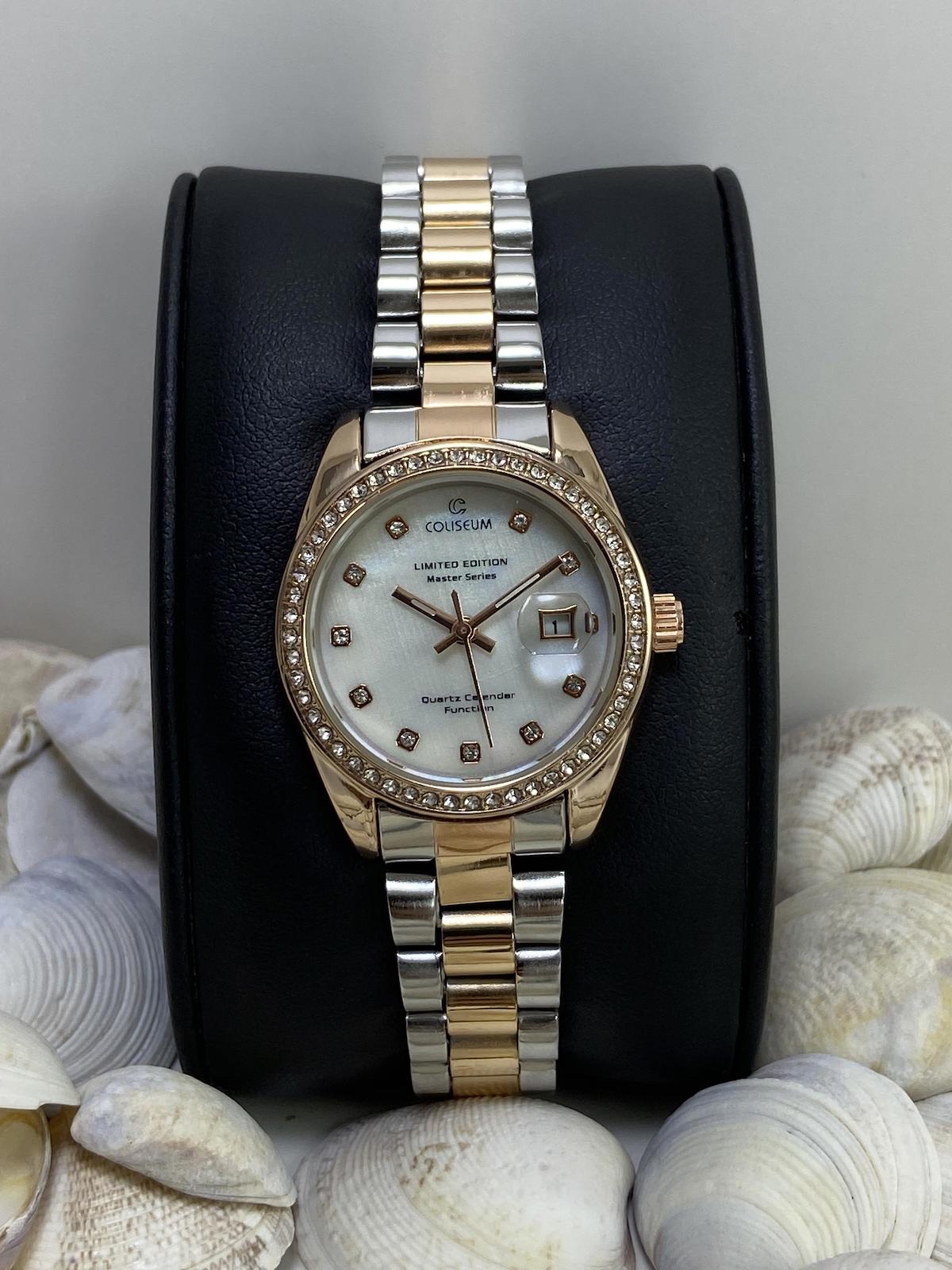 Coliseum Takvimli 30 mm Gri-Rose Gold Çelik Kordon Analog Kadın Kol Saati