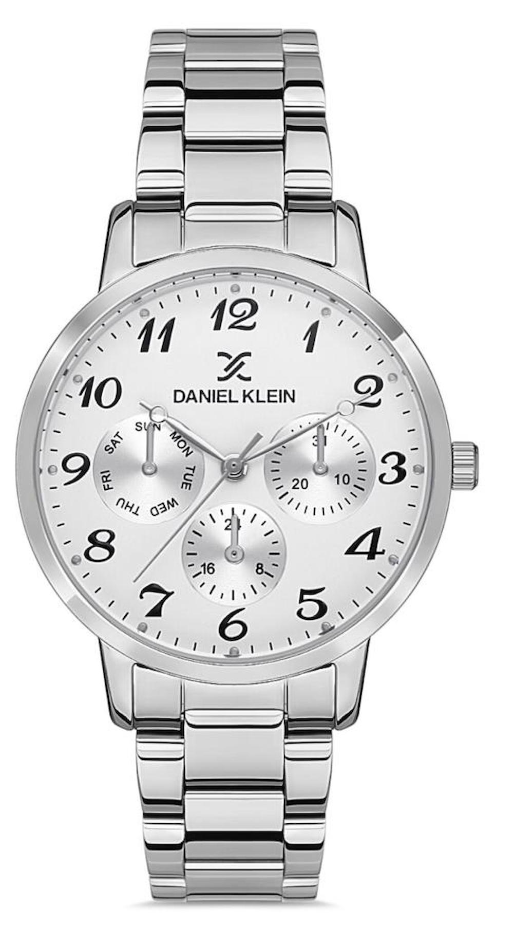 Daniel Klein DKE.1.10113-1 Takvimli 35 mm Gri Çelik Kordon Analog Kadın Kol Saati