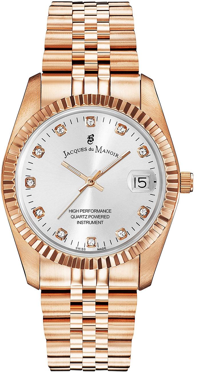 Jacques Du Manoir NRO.15 Takvimli 36 mm Rose Gold Çelik Kordon Analog Kadın Kol Saati
