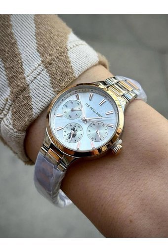 U.S. Polo Assn USPA2069-01 Takvimli 36 mm Altın Çelik Kordon Analog Kadın Kol Saati