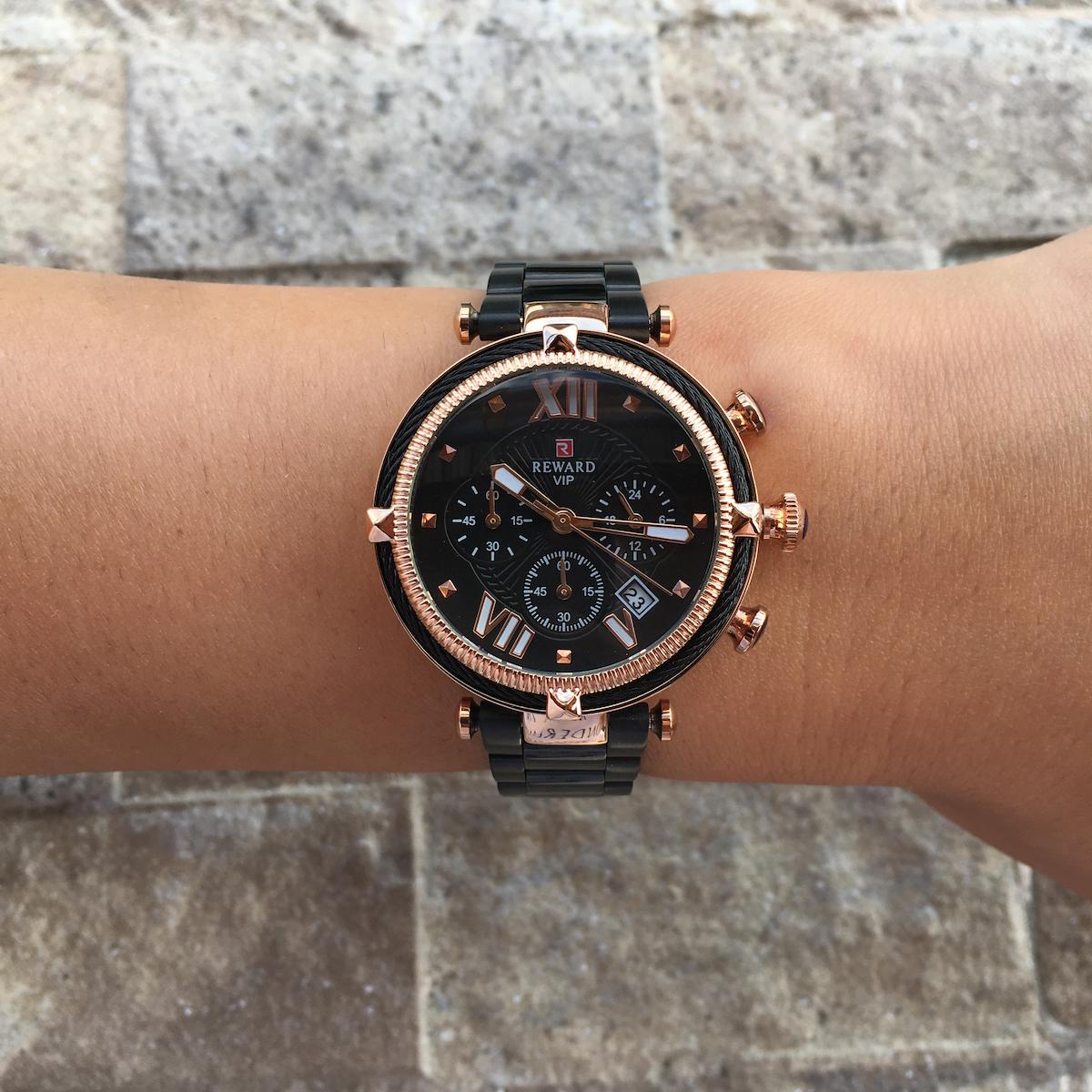 Reward Takvimli 35 mm Siyah Metal Kordon Analog Kadın Kol Saati