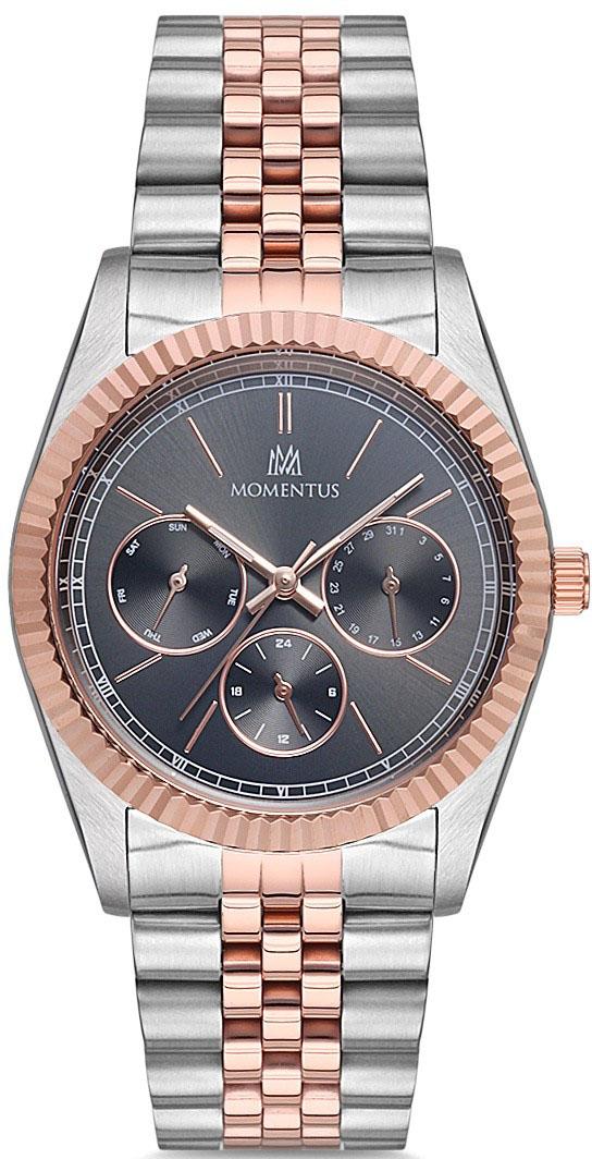 Momentus CW130T-05SR Takvimli 36 mm Gri-Rose Gold Çelik Kordon Analog Kadın Kol Saati