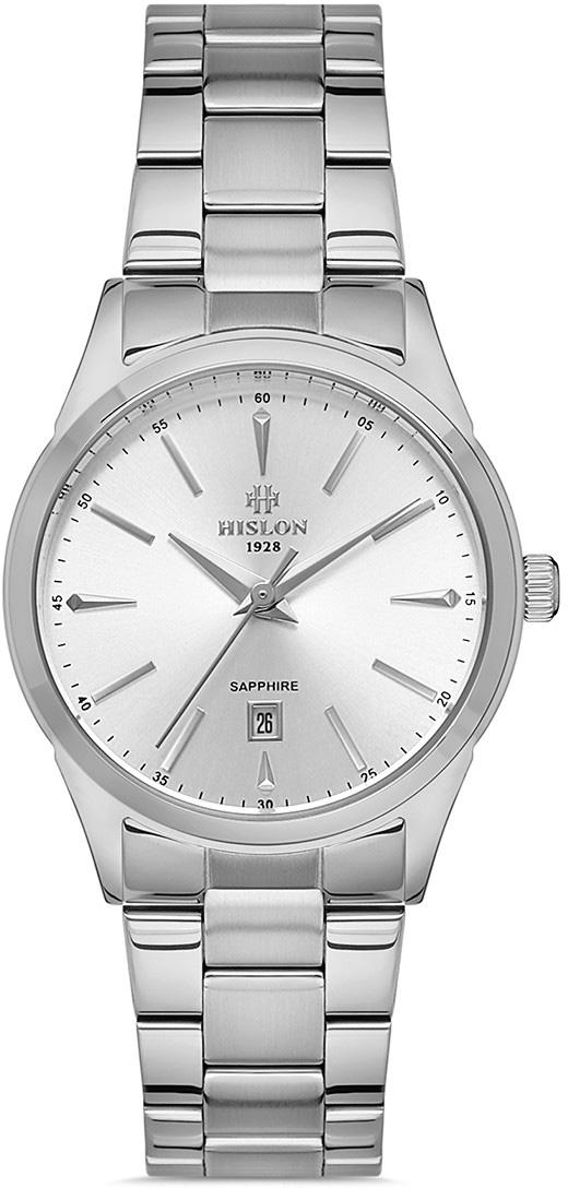 Hislon QL129S-03SS Takvimli 30 mm Gri Çelik Kordon Analog Kadın Kol Saati
