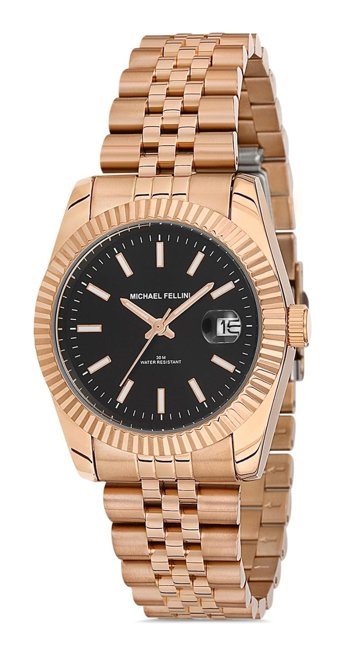 Michael Fellini 2264-5 Takvimli 38 mm Rose Gold Çelik Kordon Analog Kadın Kol Saati