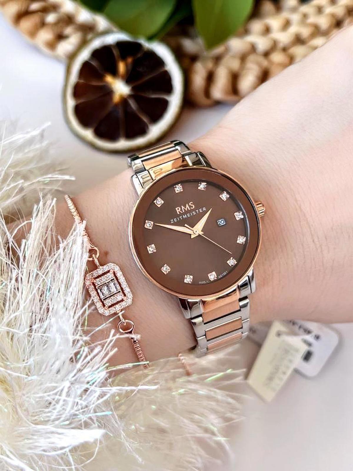 Romanson RMS.1.AG1501.02 Takvimli 36 mm Gri-Rose Gold Çelik Kordon Analog Kadın Kol Saati