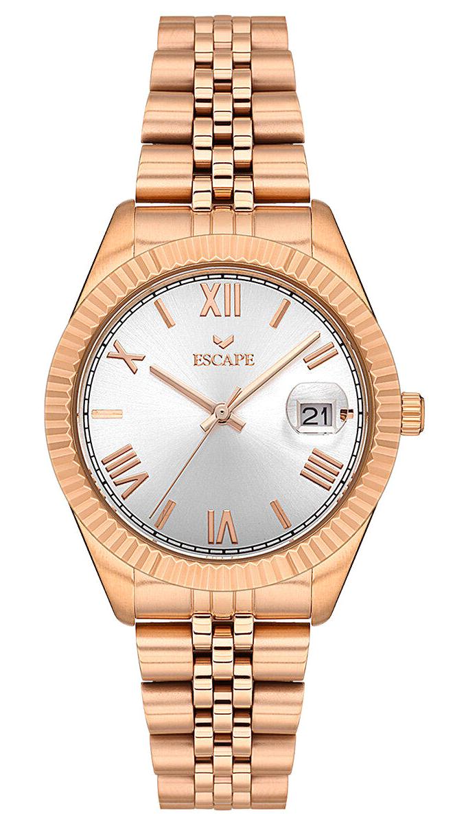 Escape ESCP203906 Takvimli 36 mm Rose Gold Çelik Kordon Analog Kadın Kol Saati