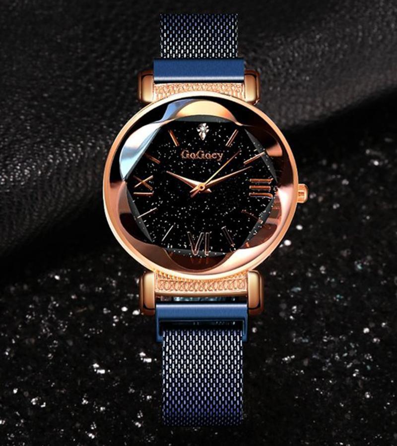 Gogoey 36 mm Mavi Çelik Kordon Analog Kadın Kol Saati