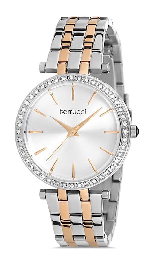Ferrucci FFQ111614.A30 35 mm Gri-Rose Gold Metal Kordon Analog Kadın Kol Saati