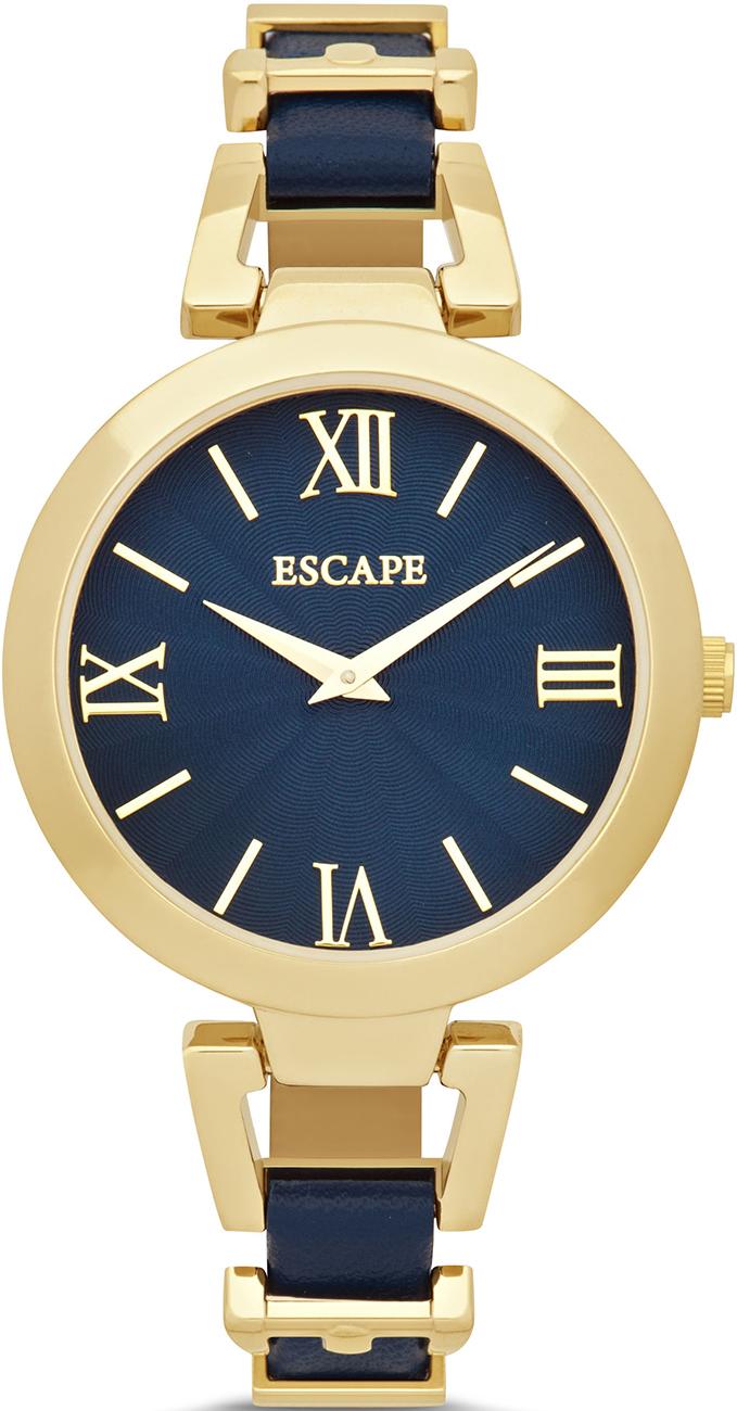 Escape EC1100-205 34 mm Beyaz-Lacivert Deri Kordon Analog Kadın Kol Saati