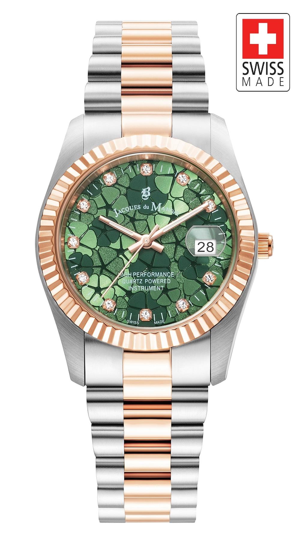 Jacques Du Manoir JWL02604 Takvimli 34 mm Gri-Rose Gold Çelik Kordon Analog Kadın Kol Saati