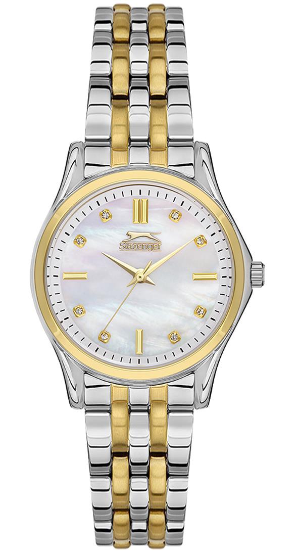 Slazenger SL.09.2154.3.03 31 mm Altın-Gri Metal Kordon Analog Kadın Kol Saati