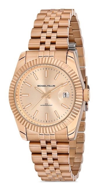 Michael Fellini 2264-9 Takvimli 35 mm Rose Gold Çelik Kordon Analog Kadın Kol Saati