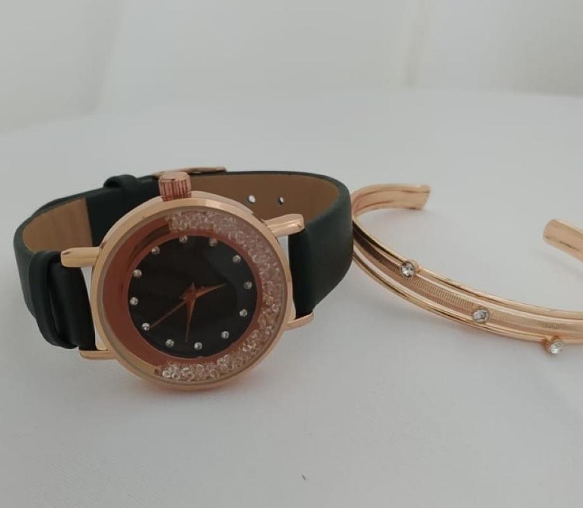 Stillove 26-30 mm Siyah Deri Kordon Analog Kadın Kol Saati