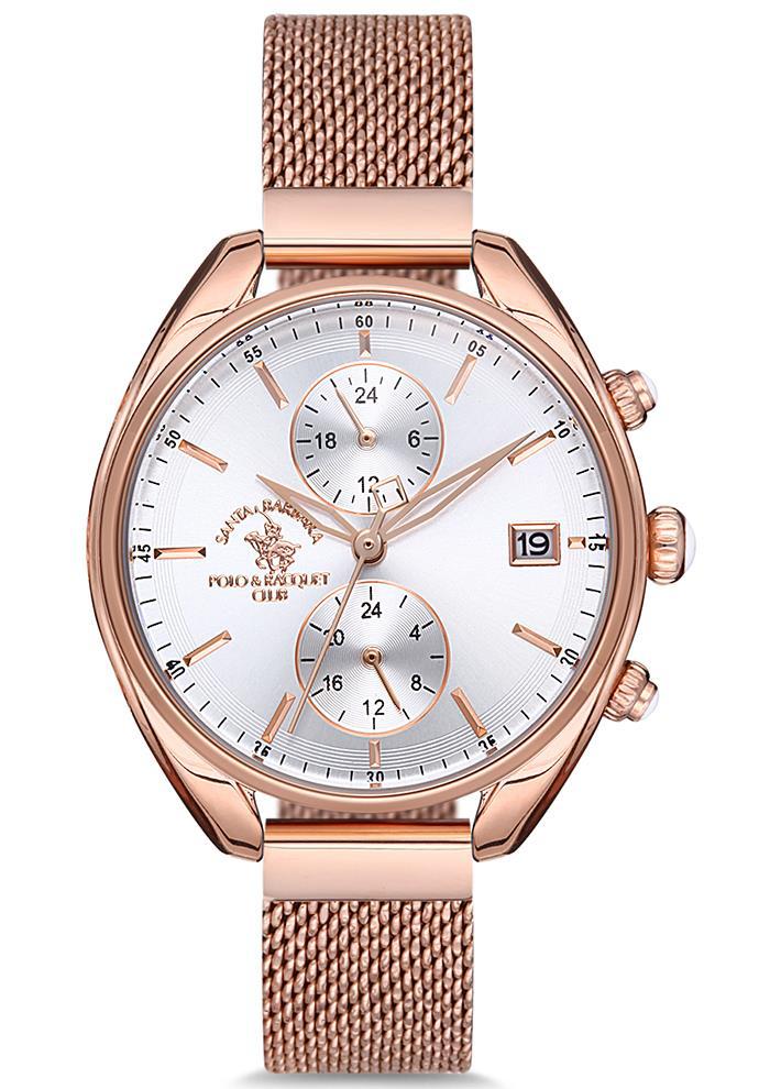 Santa Barbara Polo & Racquet Club SB.1.10027.3 Takvimli 34 mm Rose Gold Çelik Kordon Analog Kadın Kol Saati