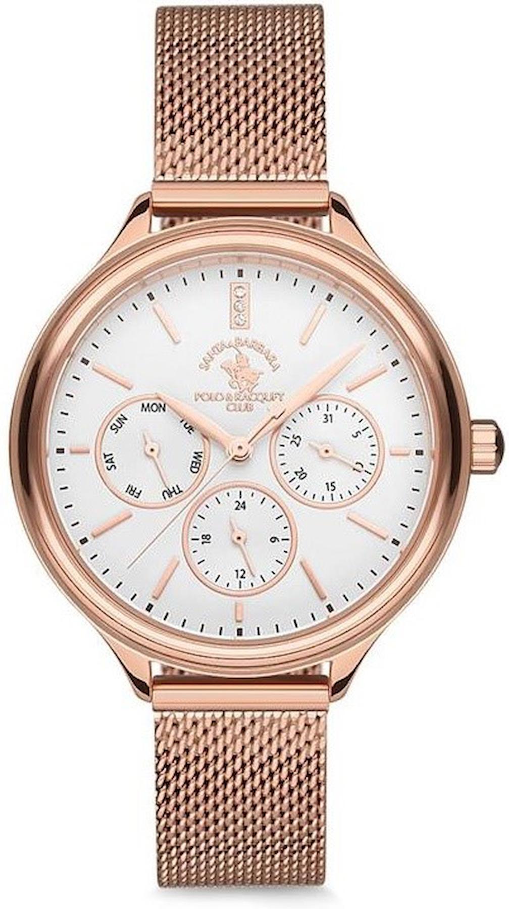 Santa Barbara Polo & Racquet Club SB.10.1057.4 Takvimli 36 mm Rose Gold Çelik Kordon Analog Kadın Kol Saati