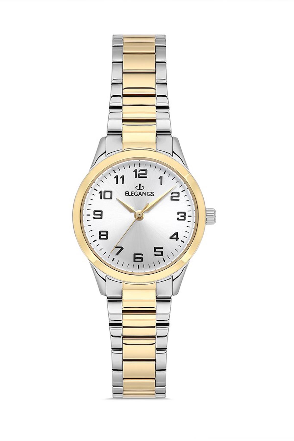 Elegangs EL2458.07 28 mm Altın Çelik Kordon Analog Kadın Kol Saati