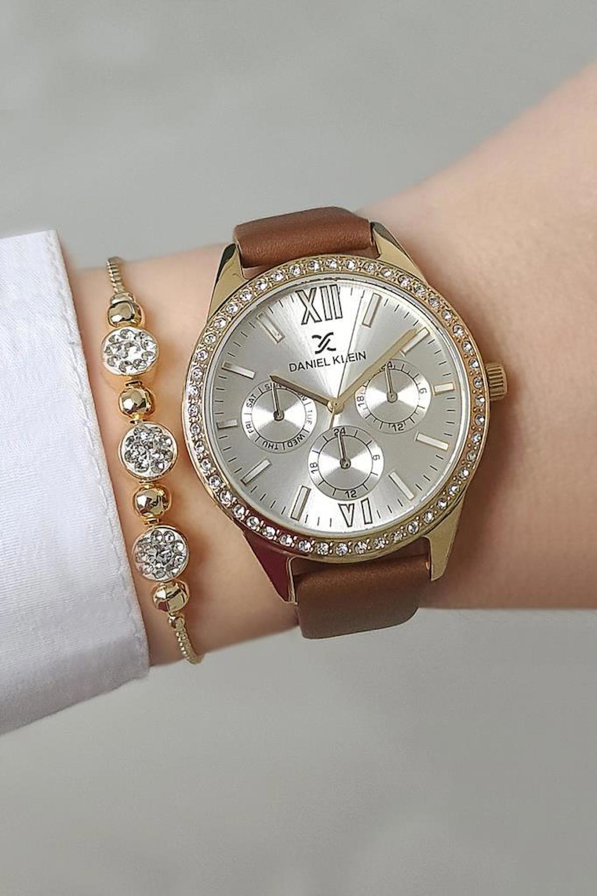 Daniel Klein 35 mm Kahverengi Deri Kordon Analog Kadın Kol Saati
