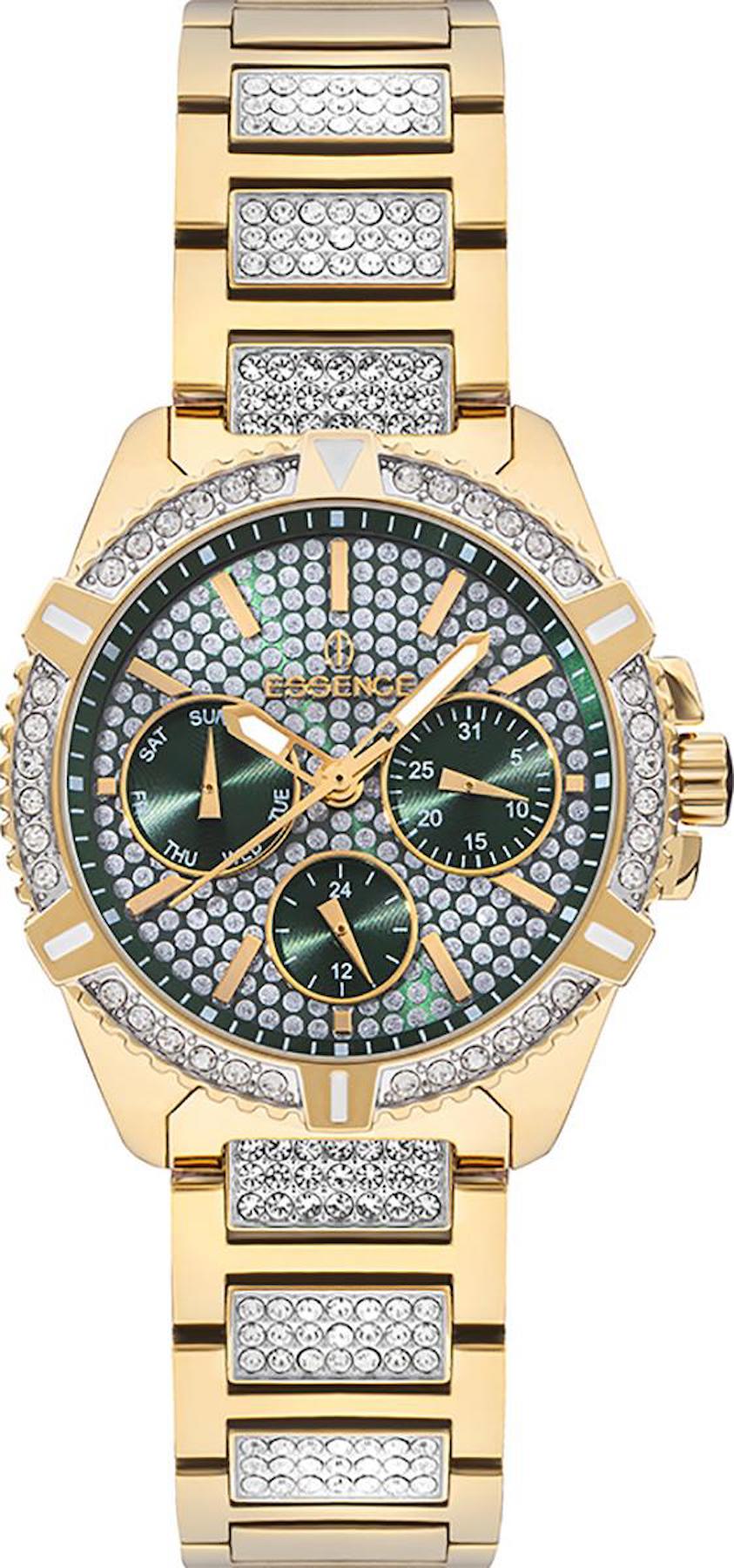 Essence ES6821FE.170 Takvimli 37 mm Altın-Gri Çelik Kordon Analog Kadın Kol Saati