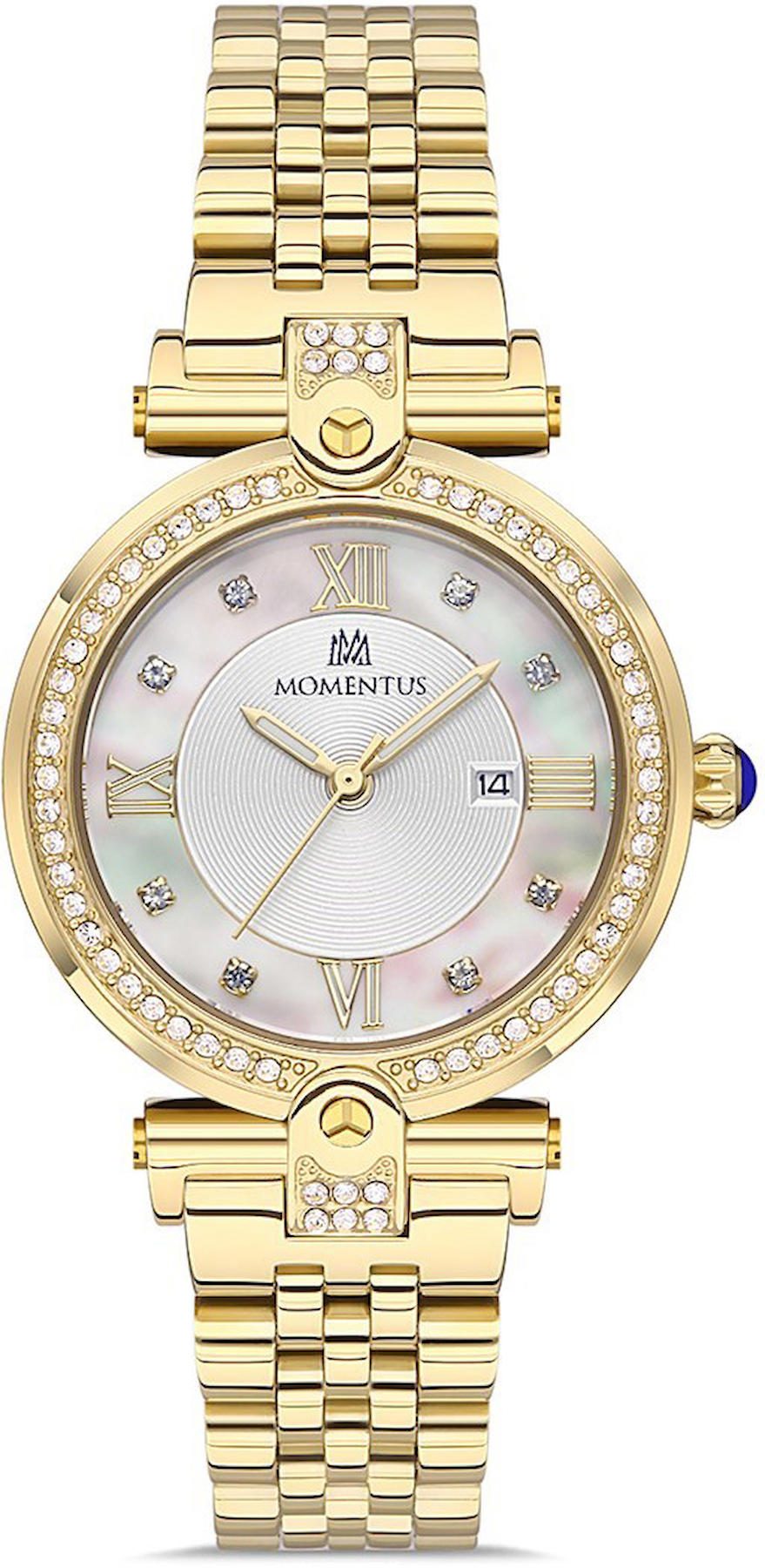 Momentus SS249G-02SG Takvimli 32 mm Altın Çelik Kordon Analog Kadın Kol Saati