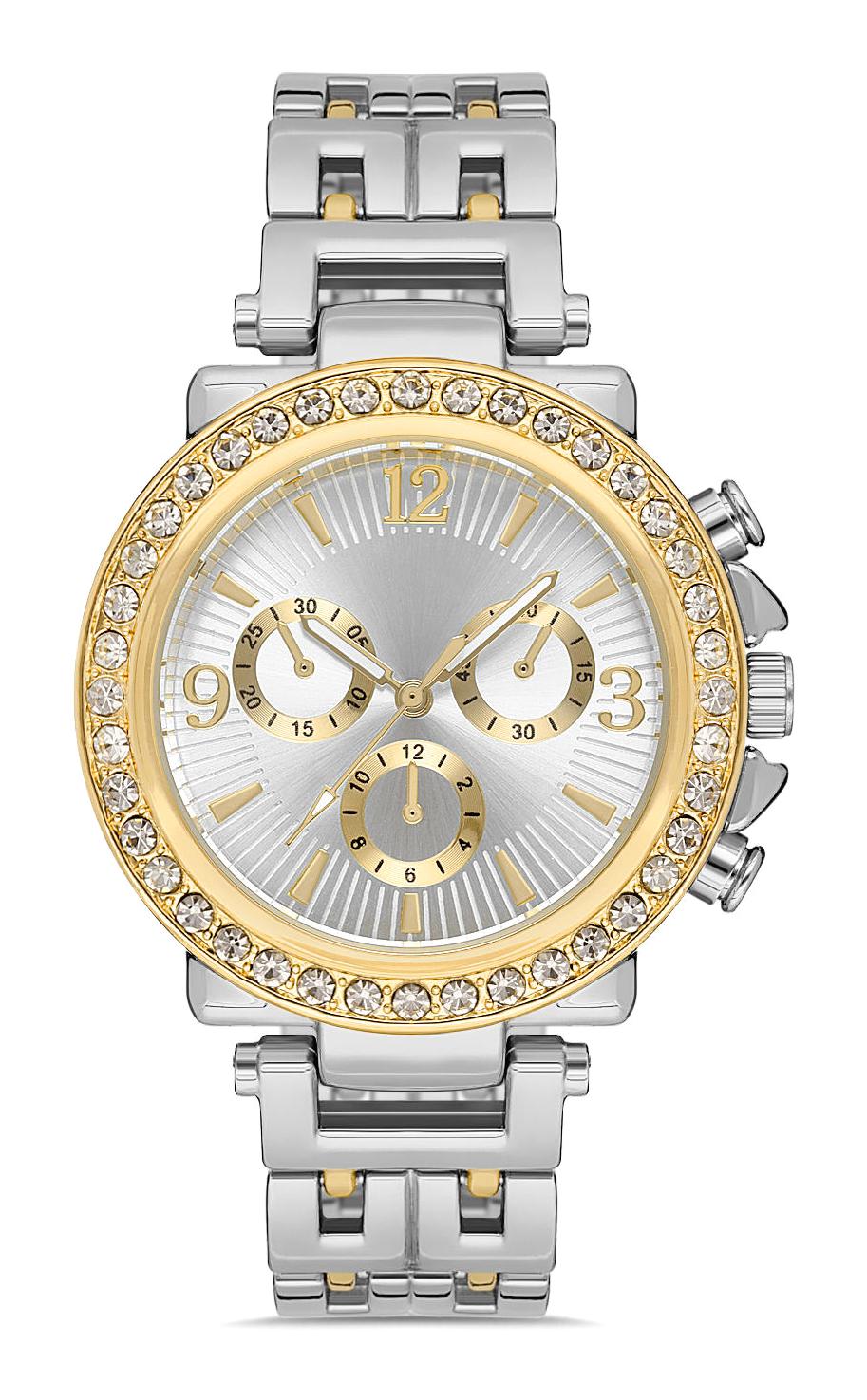 Padam Paris PDMS320 Takvimli 26-30 mm Altın-Gri Çelik Kordon Analog Kadın Kol Saati