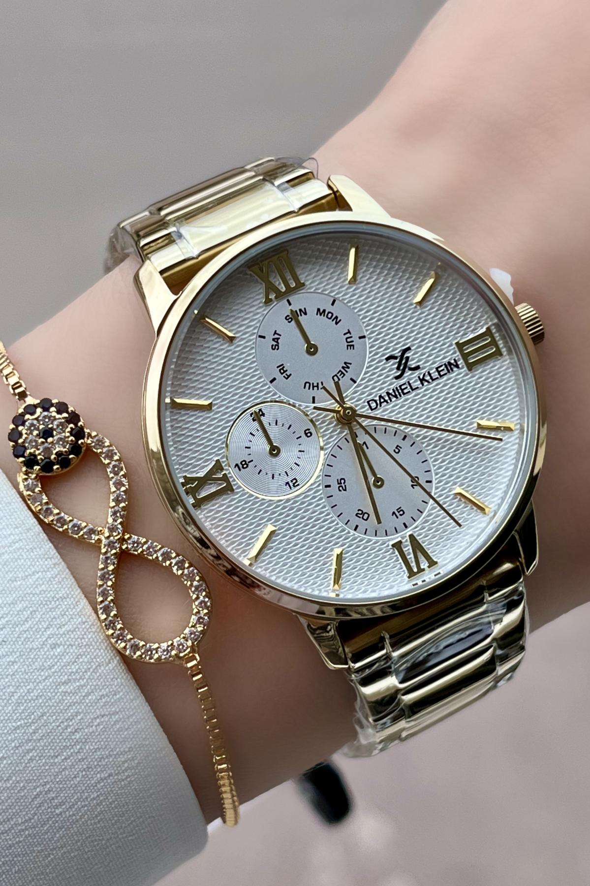 Daniel Klein 31-35 mm Altın Çelik Kordon Analog Kadın Kol Saati