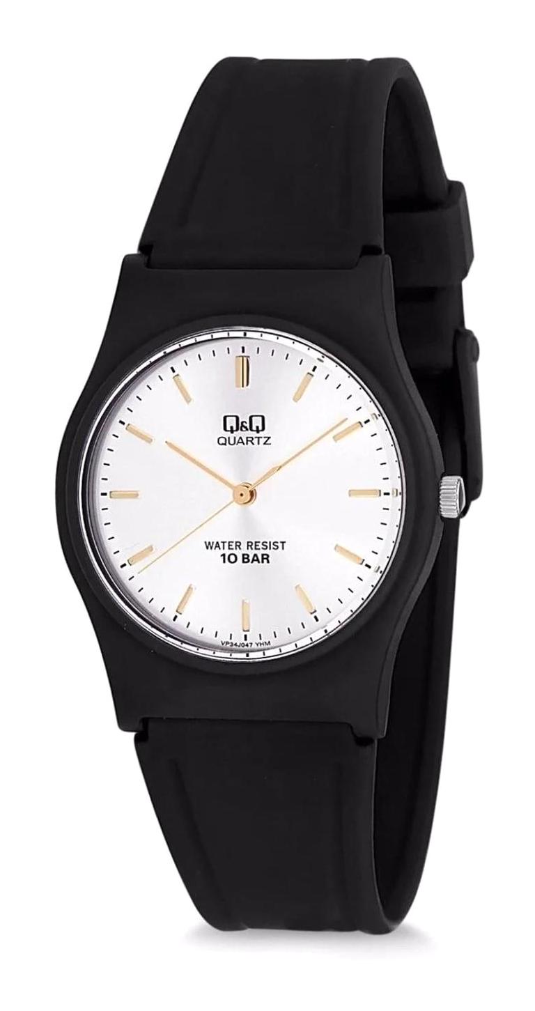 Q&Q VP34J047Y 33 mm Siyah Silikon Kordon Analog Kadın Kol Saati