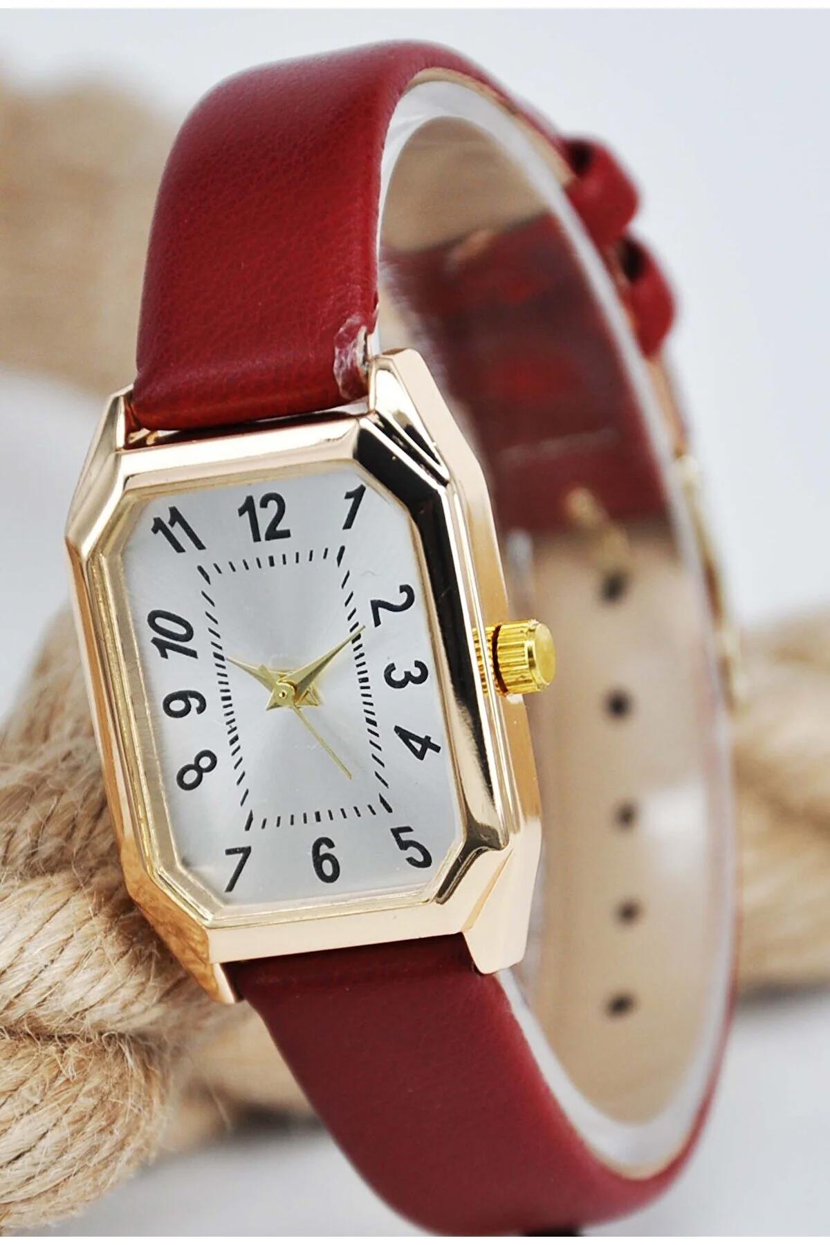 Sonsuzsaat SU-923 30 mm Vişne Çürüğü Deri Kordon Analog Kadın Kol Saati