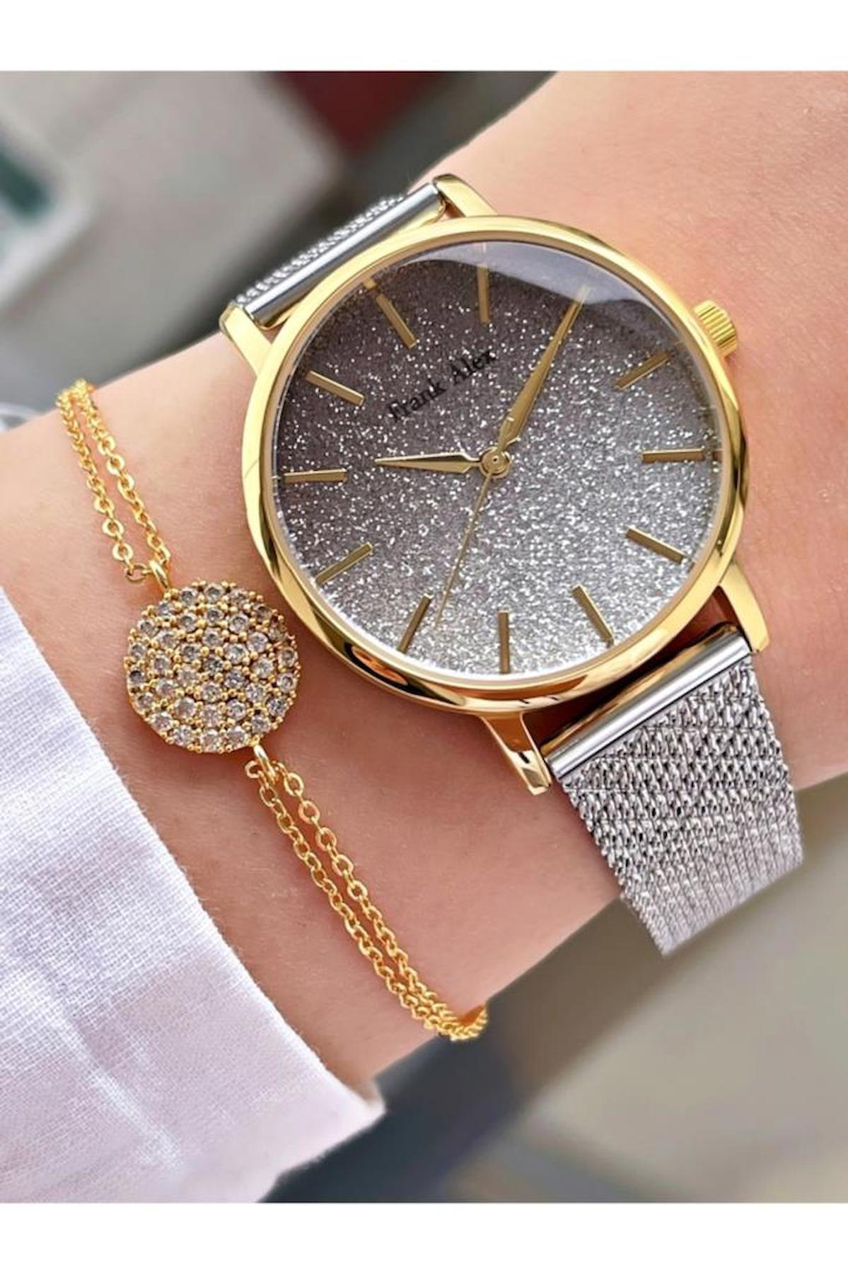 Frank Alex FA.1221.11215H.03.230049415F15A 36 mm Gri Hasır Kordon Analog Kadın Kol Saati
