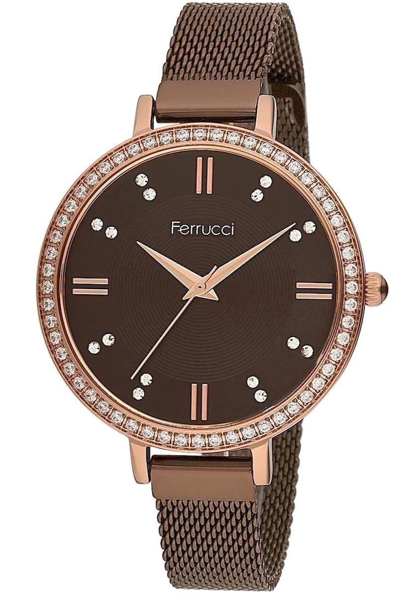 Ferrucci FC.11389H.06 36 mm Kahverengi Çelik-Hasır Kordon Analog Kadın Kol Saati