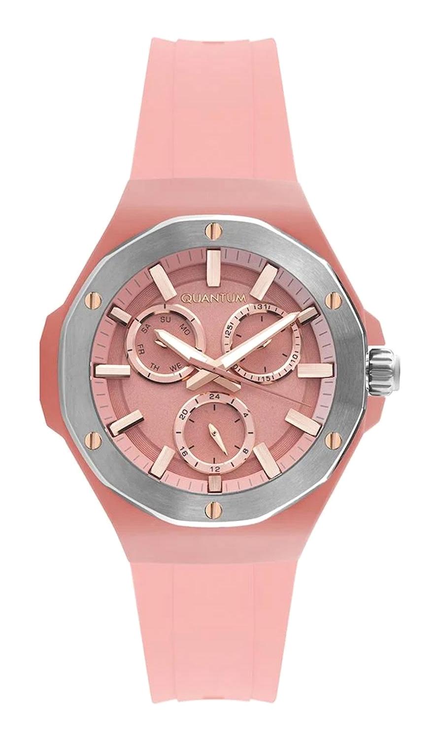Quantum SW.IML1106.377 Takvimli 38 mm Pembe Silikon Kordon Analog Kadın Kol Saati