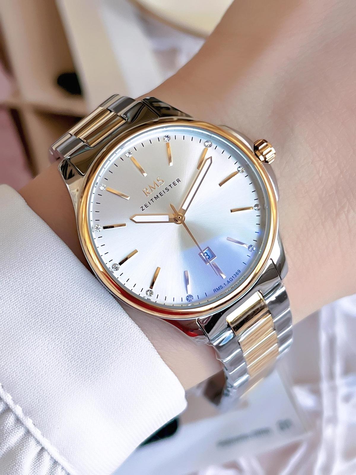 Romanson AG1369.04 Takvimli 26-30 mm Altın-Gri Çelik Kordon Analog Kadın Kol Saati