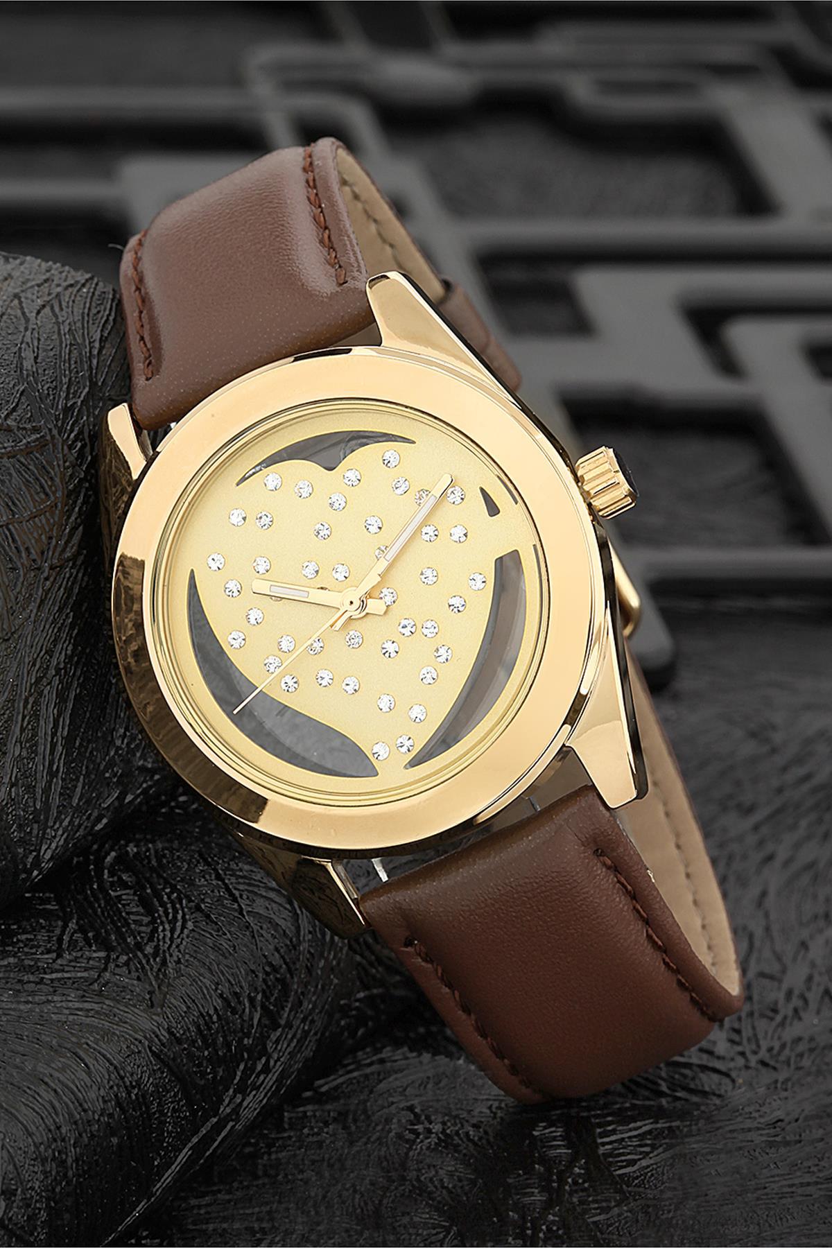 Ferrucci FRK1010 38 mm Kahverengi Deri Kordon Analog Kadın Kol Saati