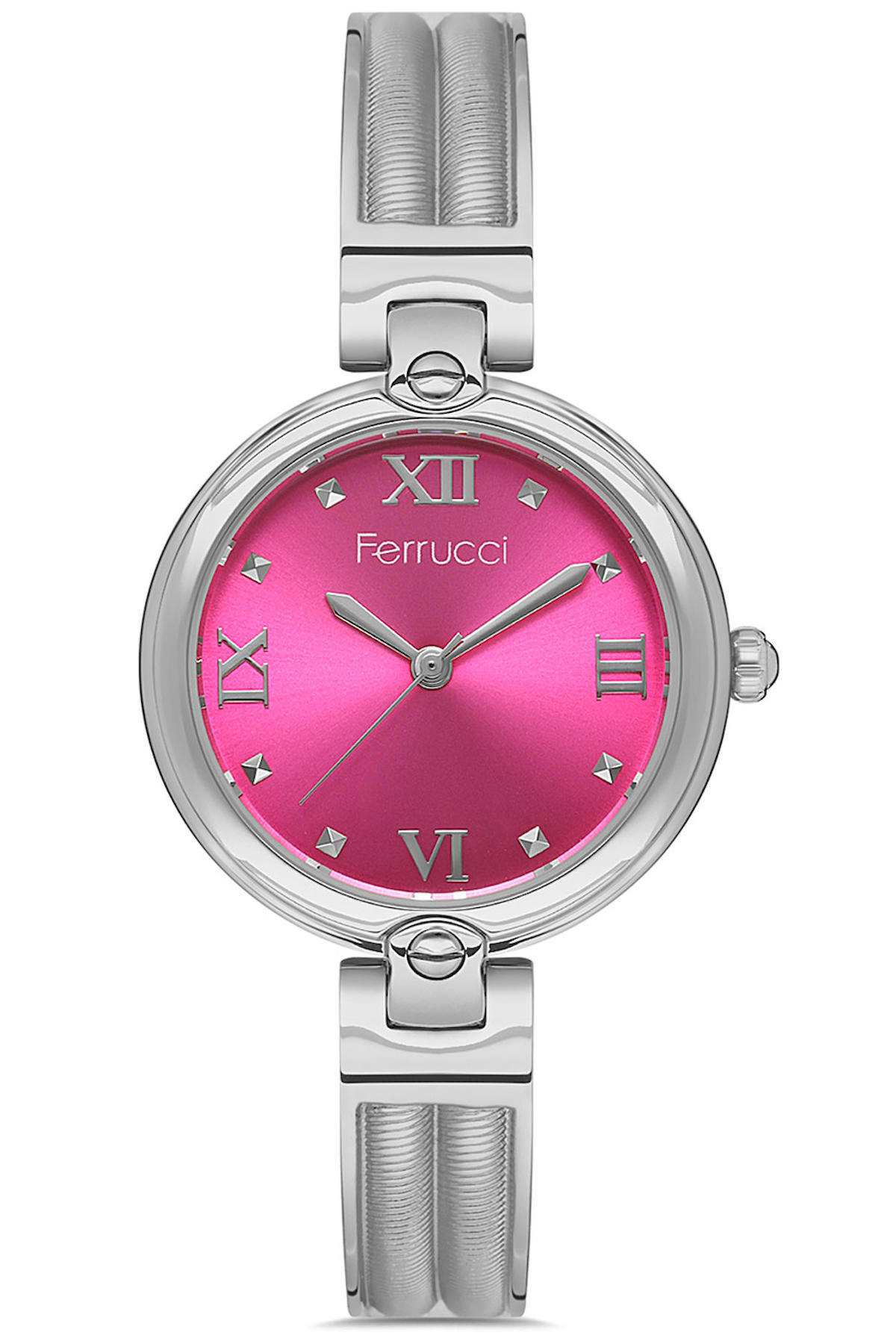 Ferrucci 38 mm Gri Çelik Kordon Analog Kadın Kol Saati