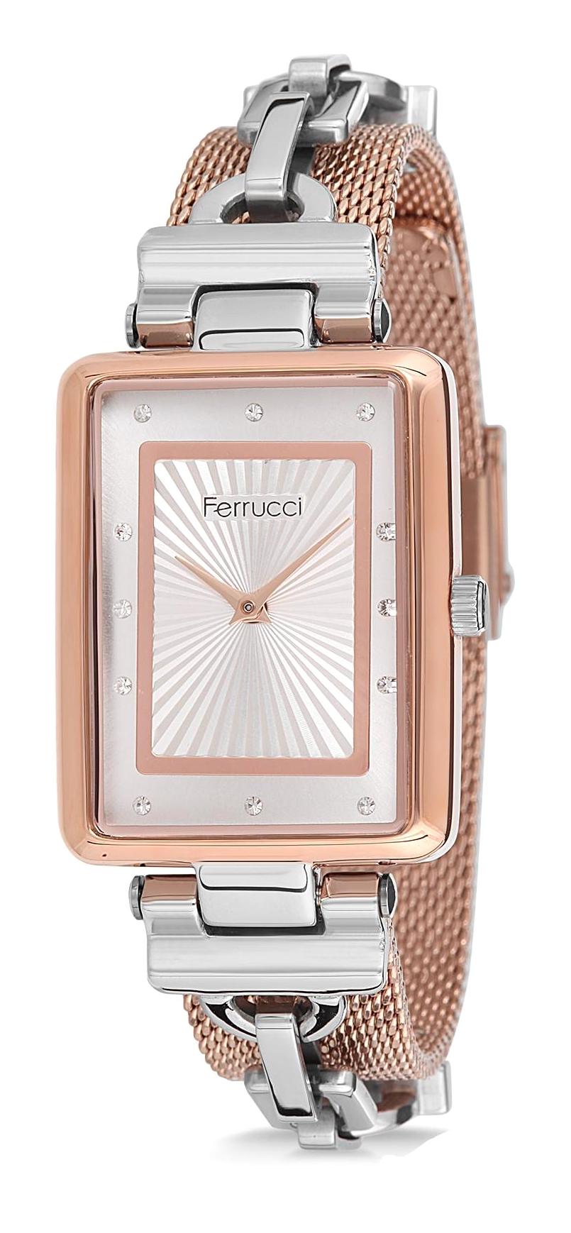 Ferrucci 9FM2188 38 mm Gri-Rose Gold Metal Kordon Analog Kadın Kol Saati